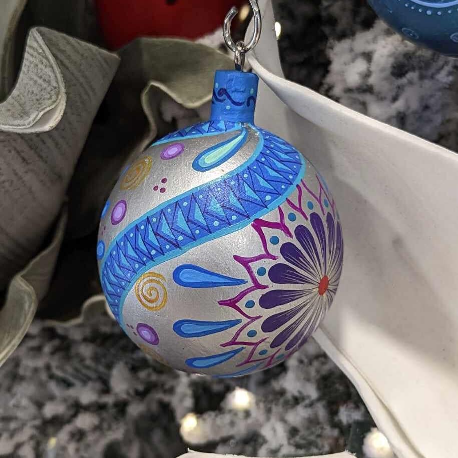 Christmas Ornaments: Unique Mexican Christmas Decor features festive patterns & bold colors, Hand Painted Wood Ornament for Christmas Tree