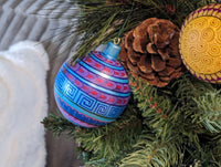 Christmas Ornaments: Unique Mexican Christmas Decor features festive patterns & bold colors, Hand Painted Wood Ornament for Christmas Tree