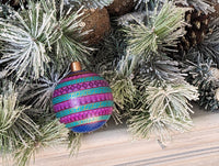 Christmas Tree Ornaments, Hand Painted Wood Ornament for Christmas Tree is Mexican Christmas Decor of festive holiday patterns & bold colors