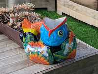 Talavera Whale Planter is Hand Painted Ceramic Mexican Pottery | Large Fish Planter Pot for Yard Art & Outdoor Garden Decor