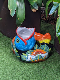 Talavera Whale Planter is Hand Painted Ceramic Mexican Pottery | Large Fish Planter Pot for Yard Art & Outdoor Garden Decor