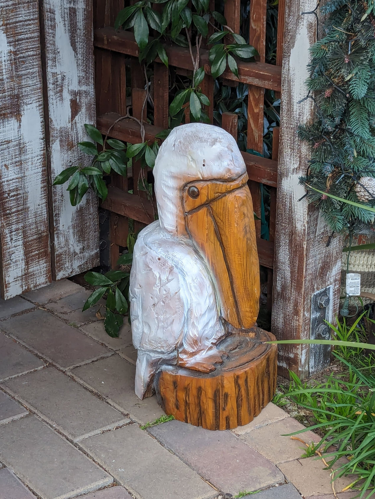 Pelican Garden Decoration is Handmade Outdoor Decor & Yard Art | Housewarming Gift for Porch or Patio Chainsaw Carved