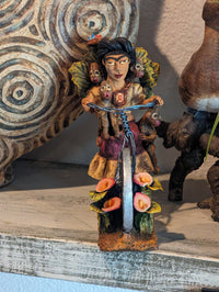 Handmade Gift | Woman on Bicycle with 4 Monkeys Original Art & Clay Figurine, Unique Home Decor from Oaxaca, Mexico by Jose Juan Aguilar