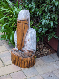Pelican Garden Decoration is Handmade Outdoor Decor & Yard Art | Housewarming Gift for Porch or Patio Chainsaw Carved