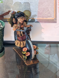 Handmade Gift | Woman on Bicycle with 4 Monkeys Original Art & Clay Figurine, Unique Home Decor from Oaxaca, Mexico by Jose Juan Aguilar