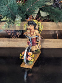 Handmade Gift | Woman on Bicycle with 4 Monkeys Original Art & Clay Figurine, Unique Home Decor from Oaxaca, Mexico by Jose Juan Aguilar