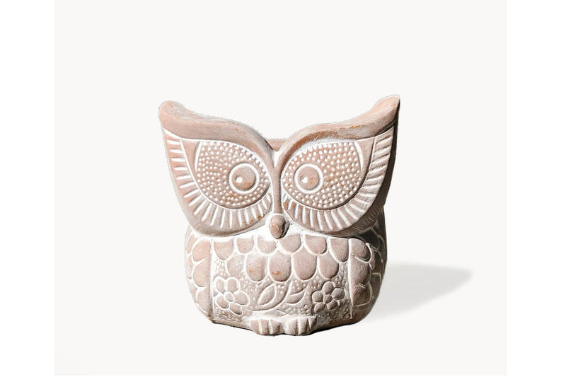 Handmade Terracotta Owl Planter, Indoor Succulent, Herb or Flower Pot | Housewarming Gift
