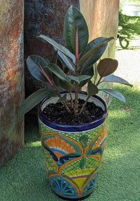 16.5" Tall Ceramic Planter | Hand-Painted Mexican Talavera Flower Pot | Outdoor Garden Decor
