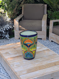 16.5" Tall Ceramic Planter | Hand-Painted Mexican Talavera Flower Pot | Outdoor Garden Decor