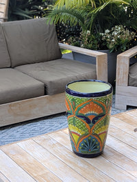 16.5" Tall Ceramic Planter | Hand-Painted Mexican Talavera Flower Pot | Outdoor Garden Decor