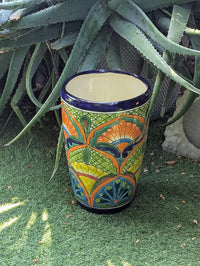16.5" Tall Ceramic Planter | Hand-Painted Mexican Talavera Flower Pot | Outdoor Garden Decor