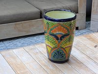16.5" Tall Ceramic Planter | Hand-Painted Mexican Talavera Flower Pot | Outdoor Garden Decor