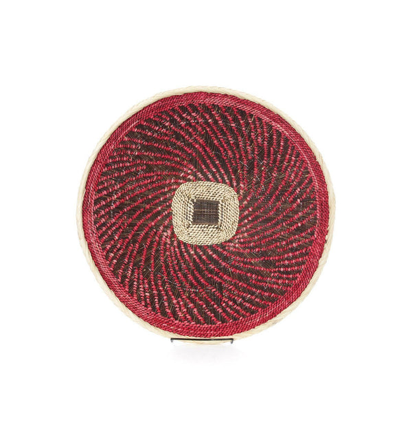 Handwoven BaTonga Pink Spiral Design Wall Basket, Home Decor Housewarming Gift for Her, Large