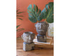 Set of Two Clay Face Pots with Rock Base from Honduras, Decorative Planter and Indoor Flower Pot, Home Decor
