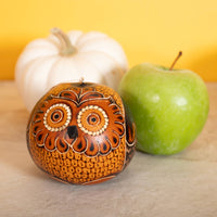 Ruffled Owl Gourd Ornament, Handmade Fall Home Decor Housewarming Gift for Her
