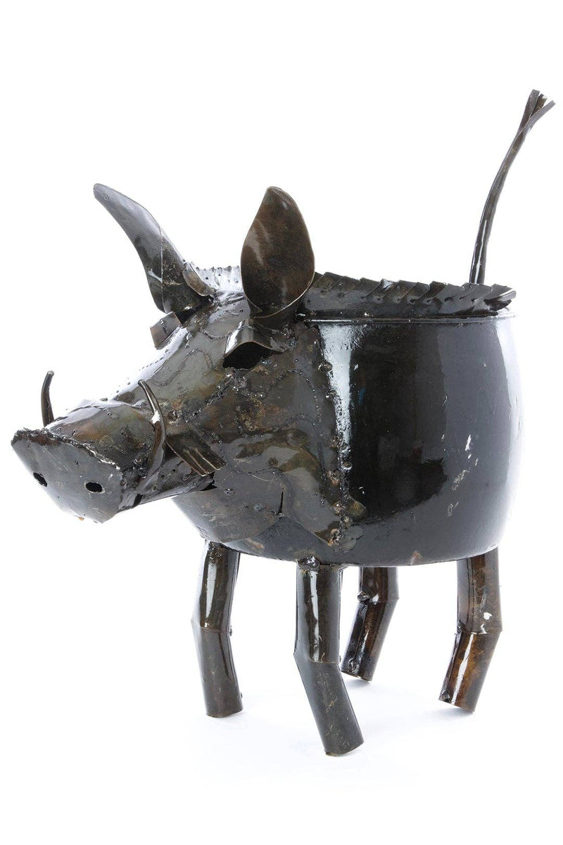 Swahili | AFRICAN MODERN - Zimbabwean Recycled Cook Pot Wart Hog Planters: ZIMA18A Small Planter