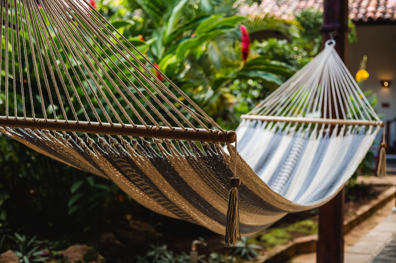 Handwoven Cotton Hammock from Nicaragua, Home Decor, Gray/Cream