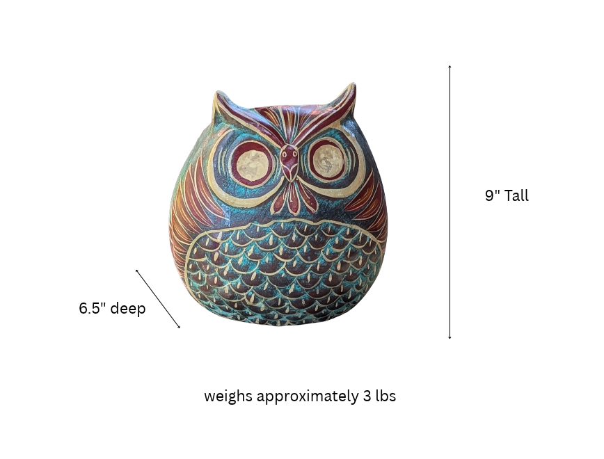 Handmade Clay Owl Planter | Mexican Pottery Flower Pot  | Animal Garden Gift