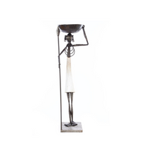 African Nomad Plant Pedestal, Handmade of Metal & Cow Horn, Home Decor Housewarming Gift for Her