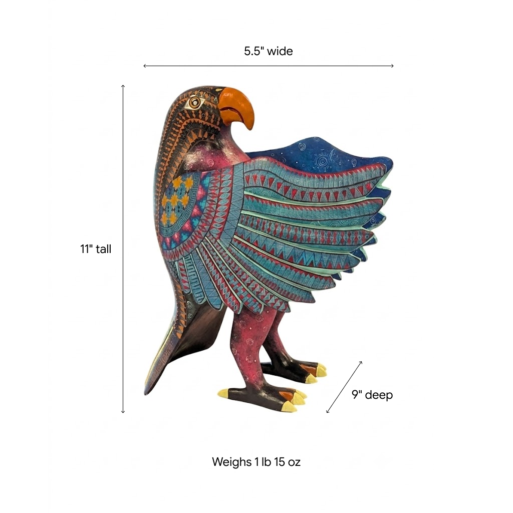 Alebrije Eagle Figurine | Hand-Carved & Hand Painted Mexican Folk Art from Oaxaca