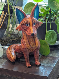 Alebrije Fox Figurine | Hand-Carved & Hand Painted Mexican Folk Art from Oaxaca