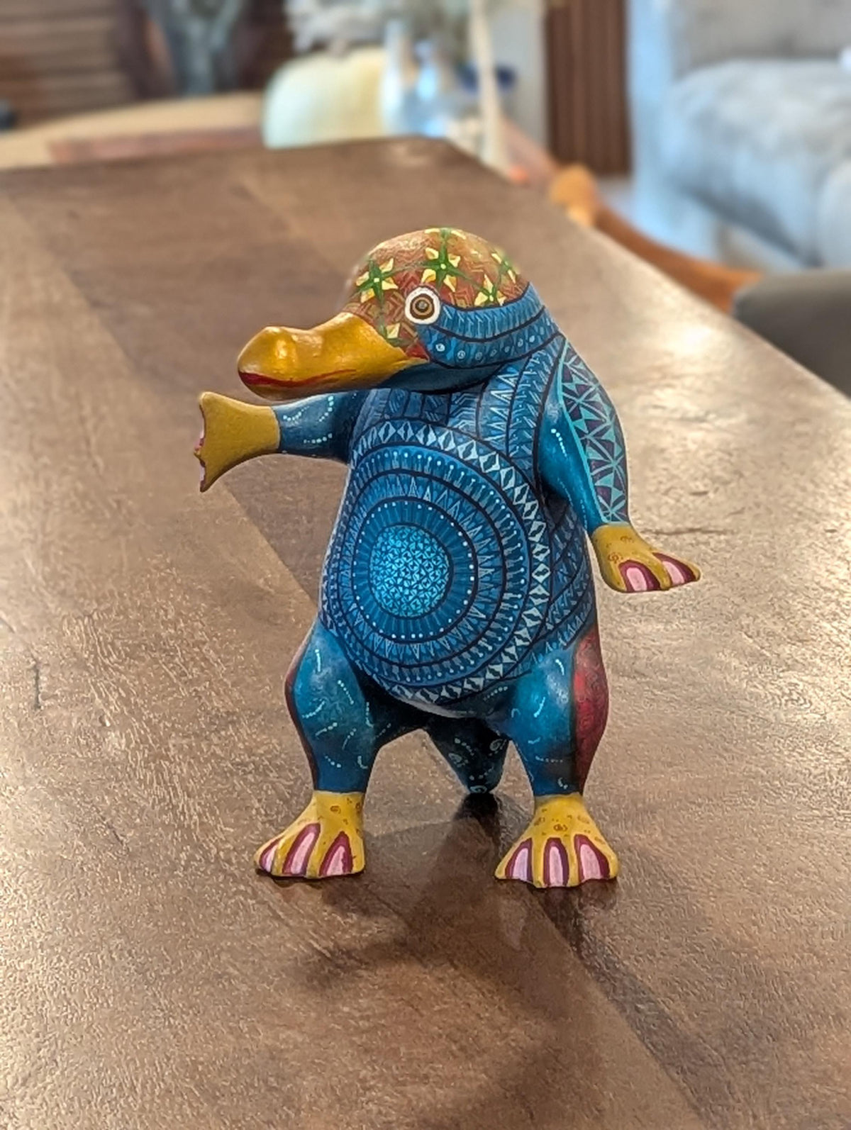 Alebrije Platypus Figurine | Hand-Carved & Hand Painted Mexican Folk Art from Oaxaca
