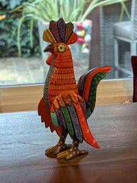 Alebrije Rooster Figurine | Hand-Carved & Hand Painted Mexican Folk Art from Oaxaca