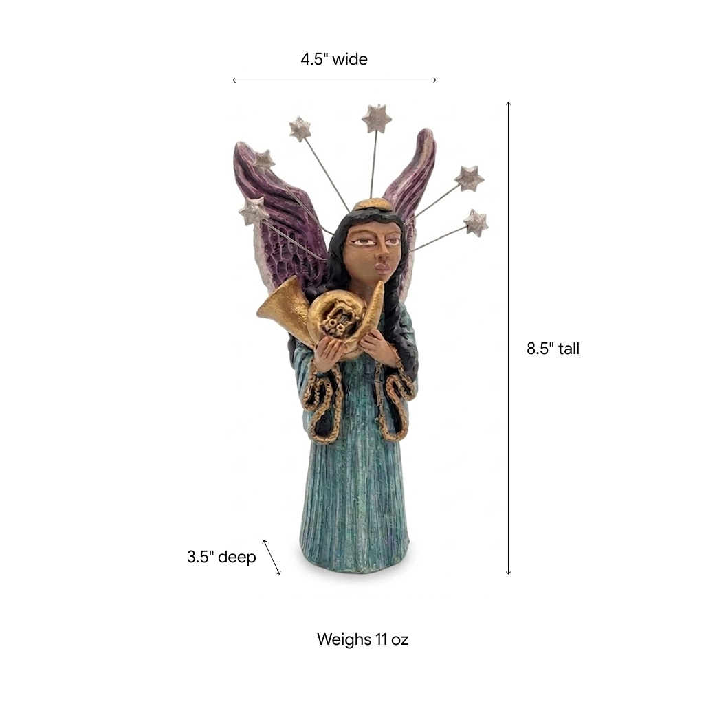 Angel French Horn Handmade Collectible Figurine is Heavenly Choir Member #10