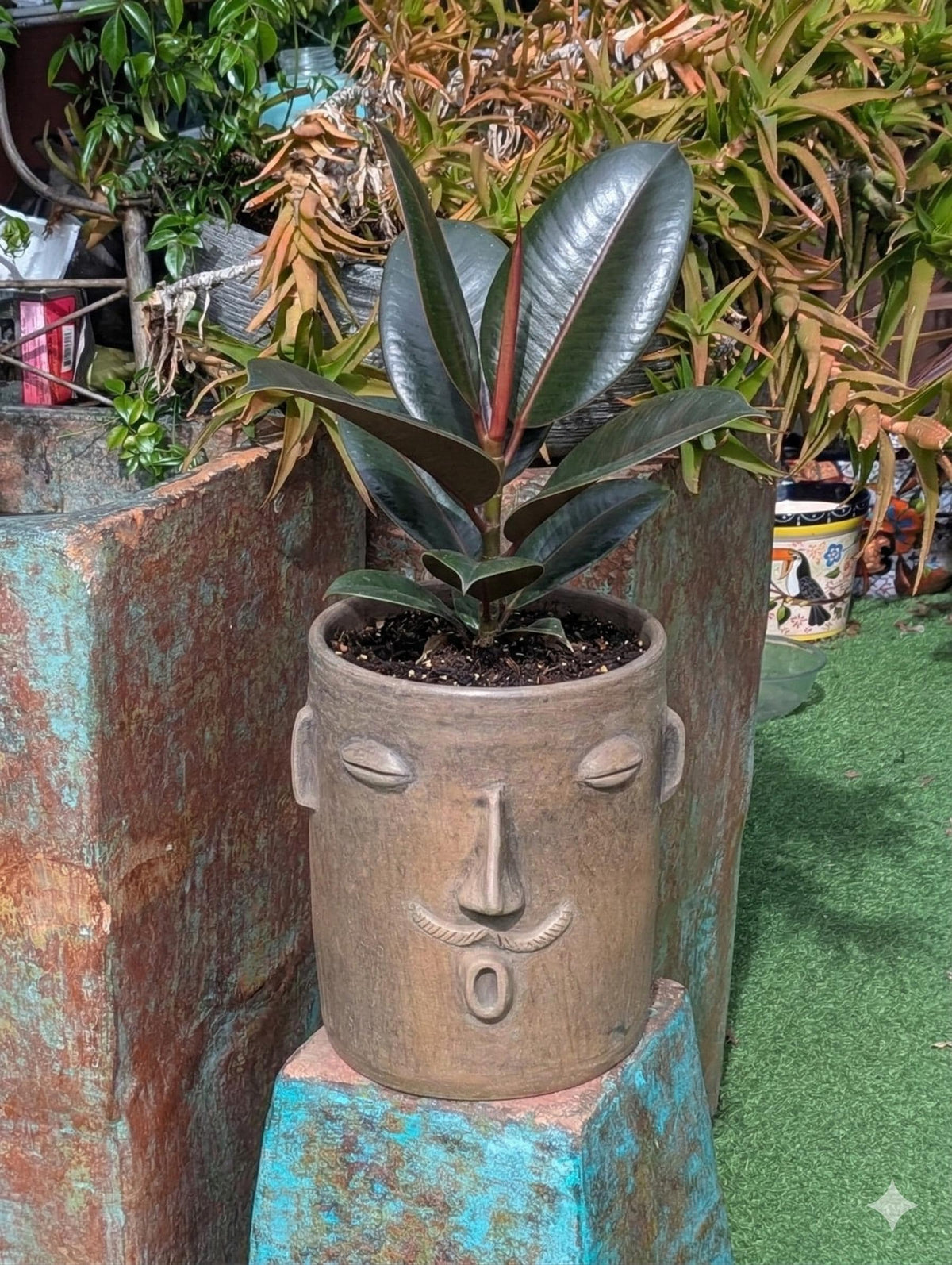 Atzompa Face Planter | Handmade Mexican Pottery | Artisan Flower Pot Home Decor
