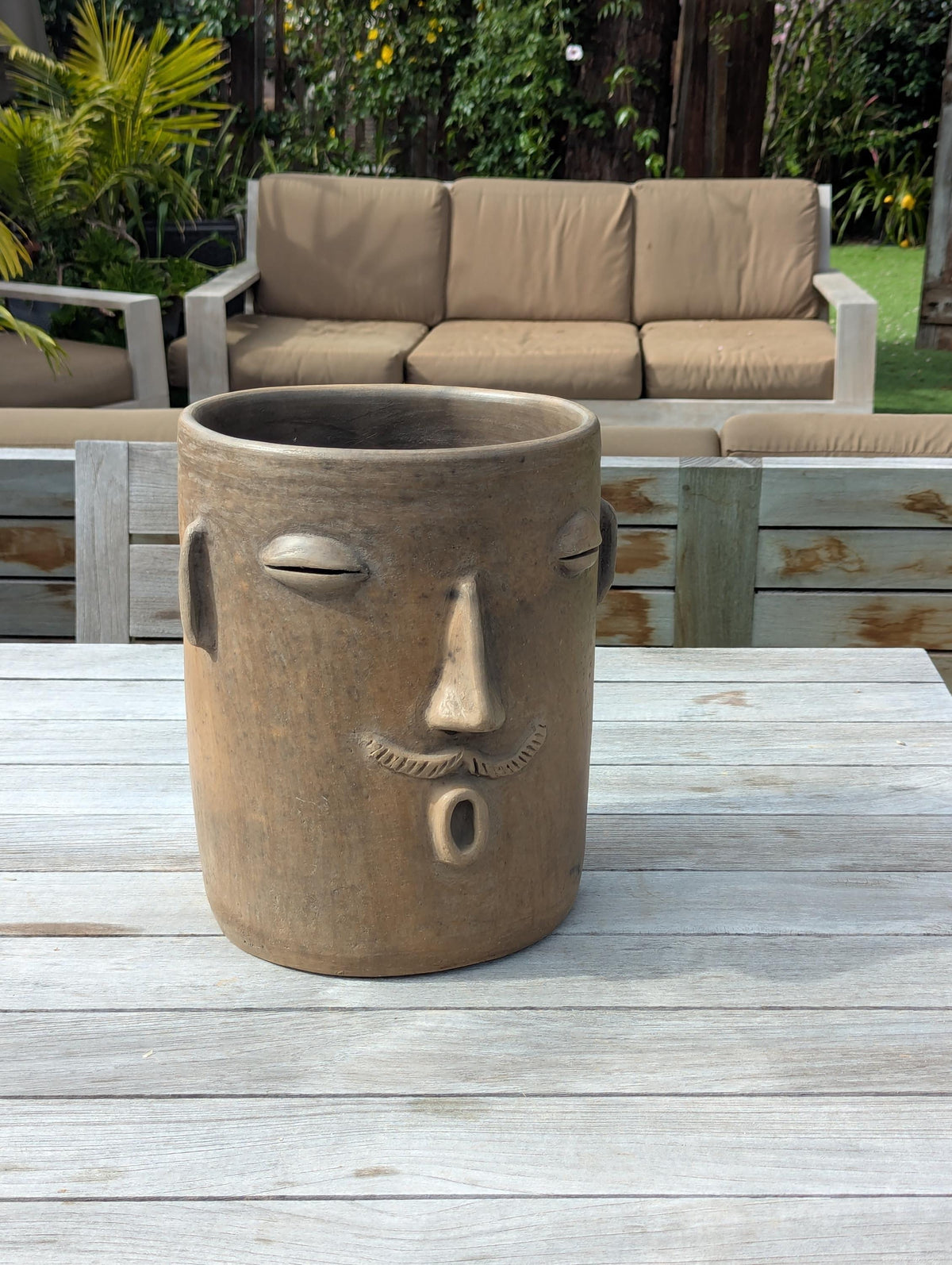 Atzompa Face Planter | Handmade Mexican Pottery | Artisan Flower Pot Home Decor