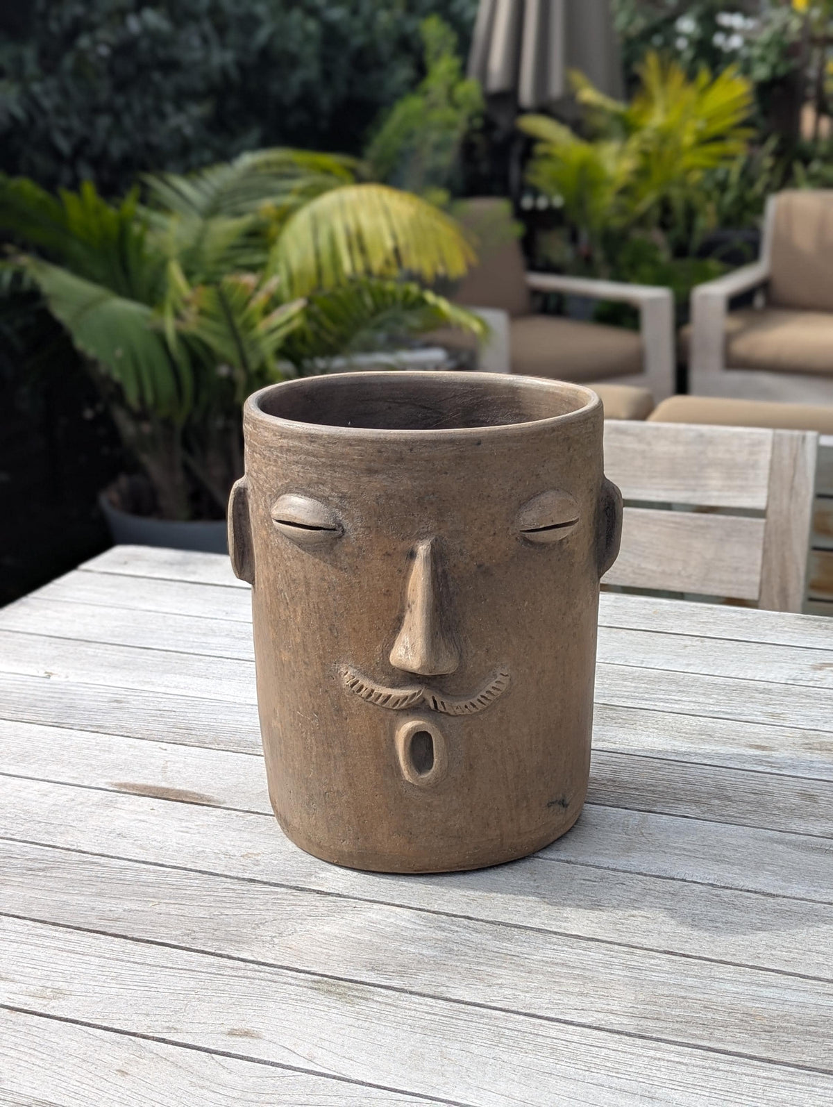 Atzompa Face Planter | Handmade Mexican Pottery | Artisan Flower Pot Home Decor
