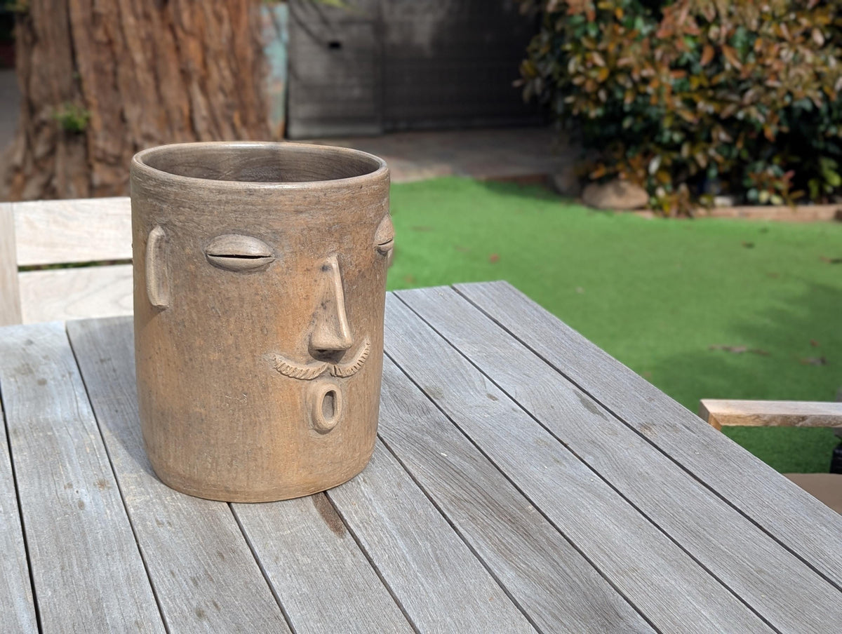 Atzompa Face Planter | Handmade Mexican Pottery | Artisan Flower Pot Home Decor