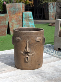 Atzompa Face Planter | Handmade Mexican Pottery | Artisan Flower Pot Home Decor