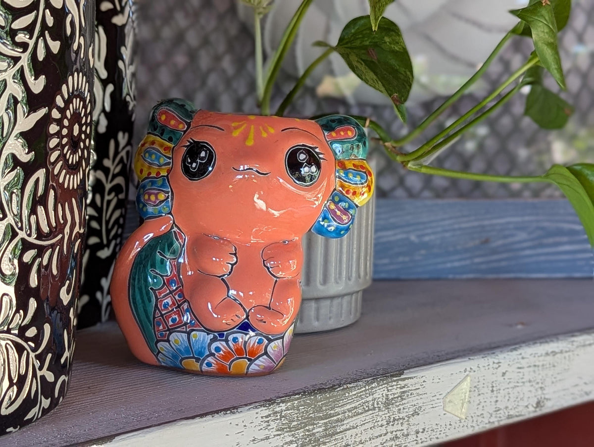 Axolotl Salamander Home Decor in Pink | Cute Ceramic Planter for Indoor Decor or Garden Decoration, Talavera Planter Pot is Handmade Mexican Pottery from luv2brd.com