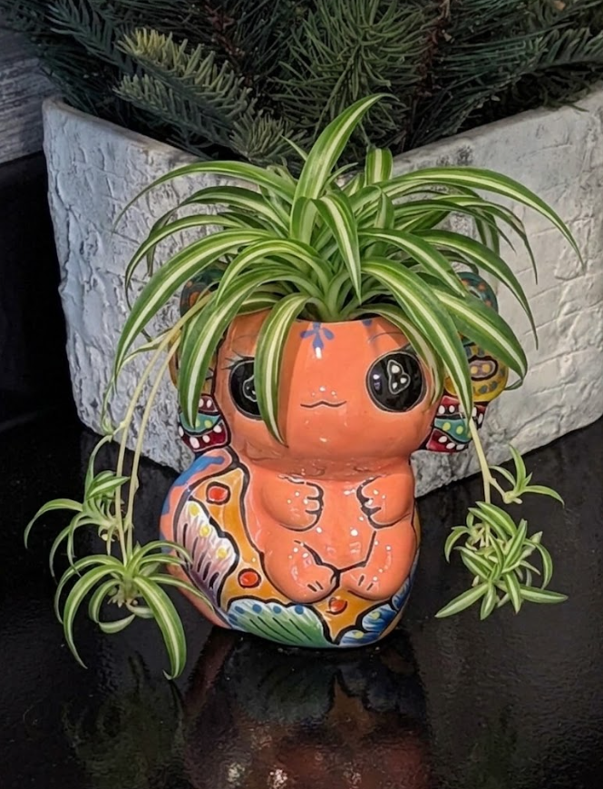 Axolotl Salamander Home Decor in Pink | Cute Ceramic Planter for Indoor Decor or Garden Decoration, Talavera Planter Pot is Handmade Mexican Pottery from luv2brd.com