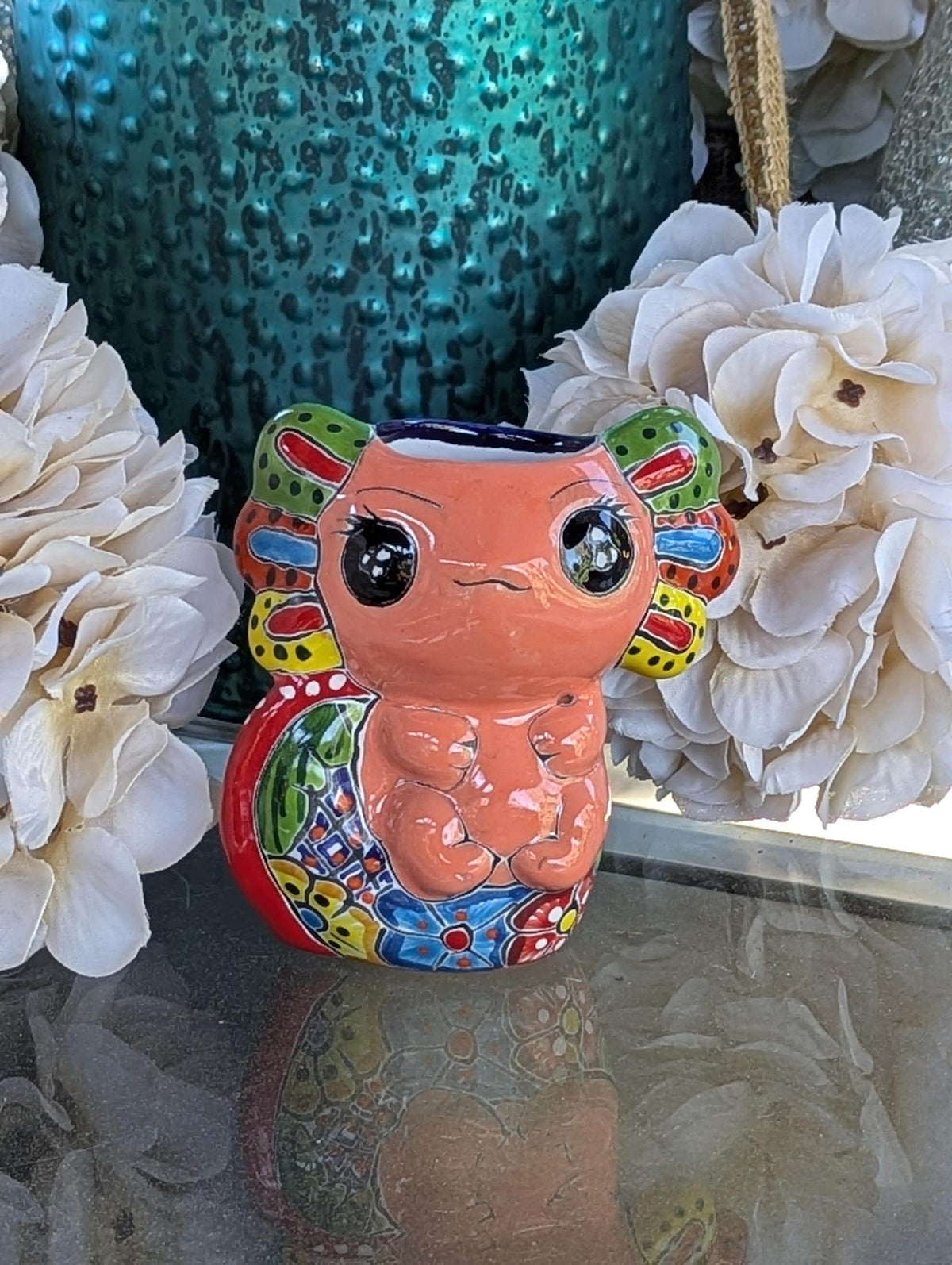 Axolotl Salamander Home Decor in Pink | Cute Ceramic Planter for Indoor Decor or Garden Decoration, Talavera Planter Pot is Handmade Mexican Pottery from luv2brd.com
