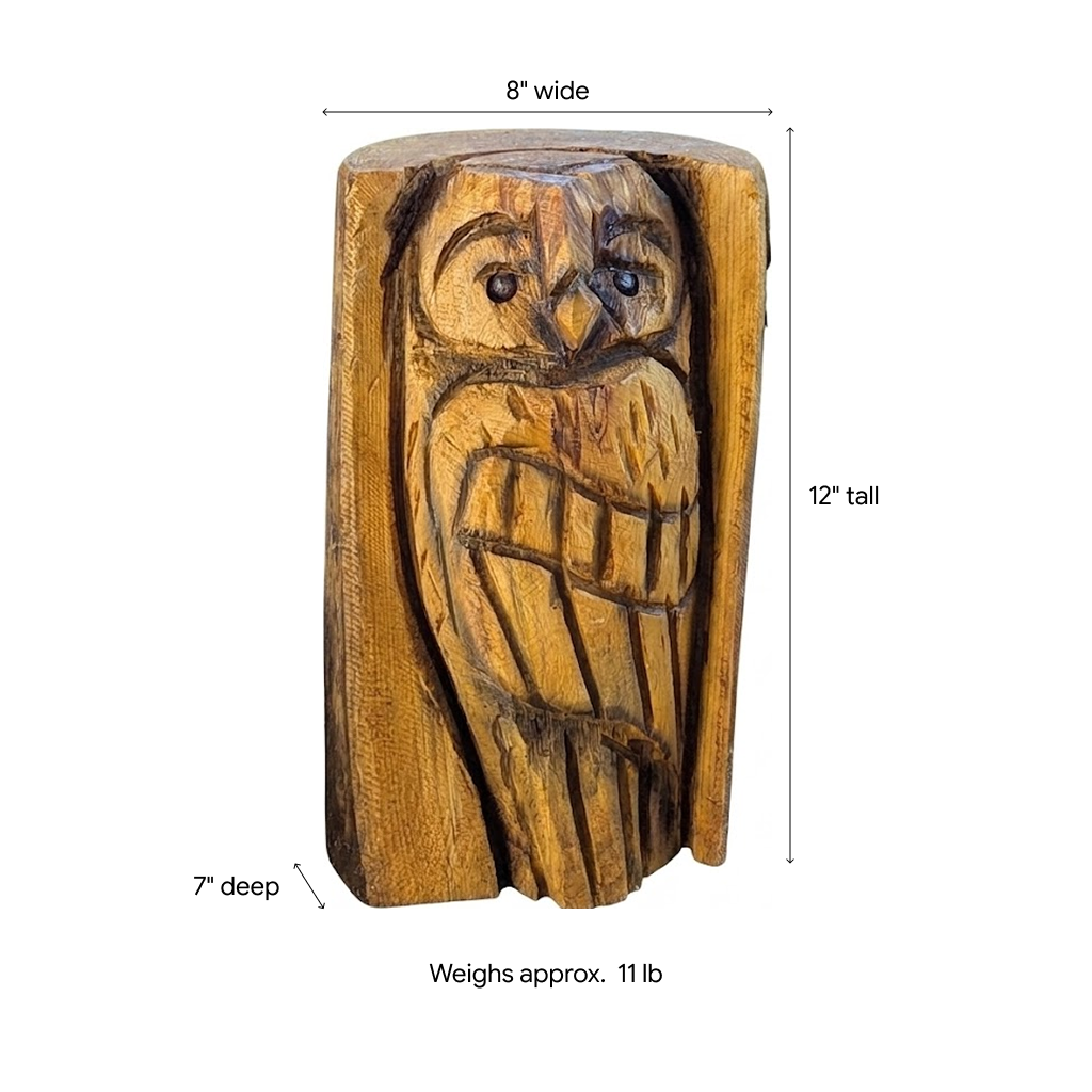 Barn Owl Outdoor Decor | Original Chainsaw Yard Art to Enhance Your Porch, Patio, Garden or Backyard with this Nocturnal, Moonlight Guardian
