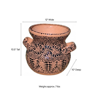Black Sunburst Planter | 10.5" Handmade Mexican Flower Pot