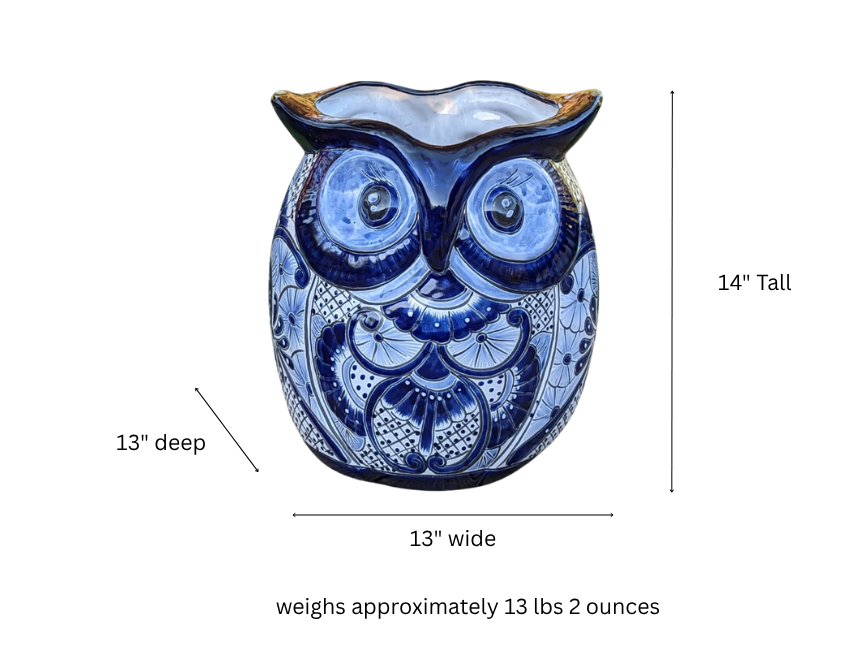 Gorgeous 14 inch Tall Owl Flower Pot  Talavera Ceramic Planter, Handmade Pottery  Outdoor Garden Decor, Indoor Home Decor  Unique Gift for Birders from https://luv2brd.etsy.com