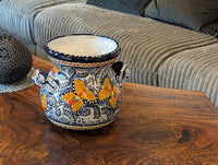 Butterfly Flower Pot & Yard Art is 10.5" Round Talavera Ceramic Planter, Handmade Pottery for Outdoor Garden Decor or Home Decor