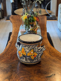 Butterfly Flower Pot & Yard Art is 10.5" Round Talavera Ceramic Planter, Handmade Pottery for Outdoor Garden Decor or Home Decor