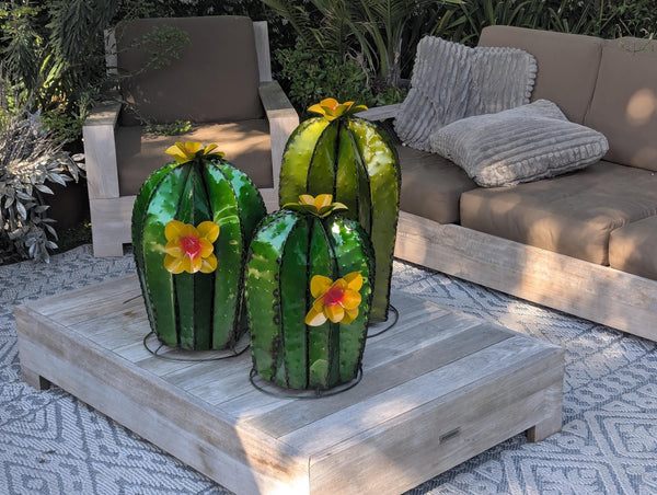 Cactus Yard Art | Hand Painted Mexican Garden Sculpture