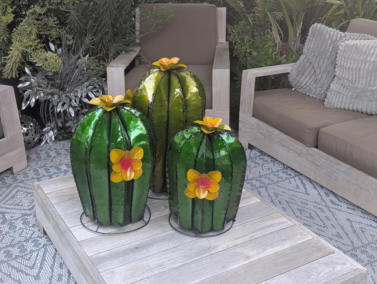 Cactus Yard Art | Hand Painted Mexican Garden Sculpture