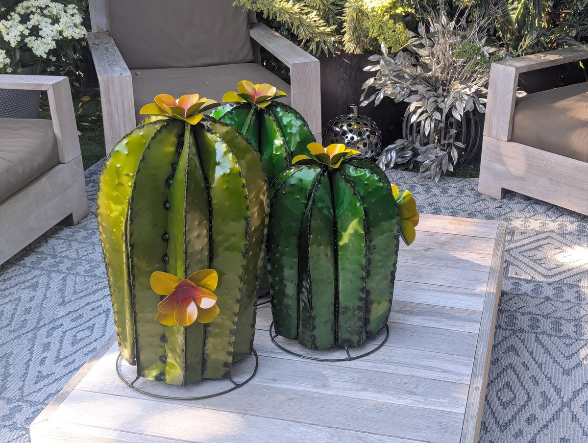 Cactus Yard Art | Hand Painted Mexican Garden Sculpture