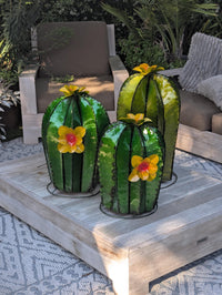 Cactus Yard Art | Hand Painted Mexican Garden Sculpture