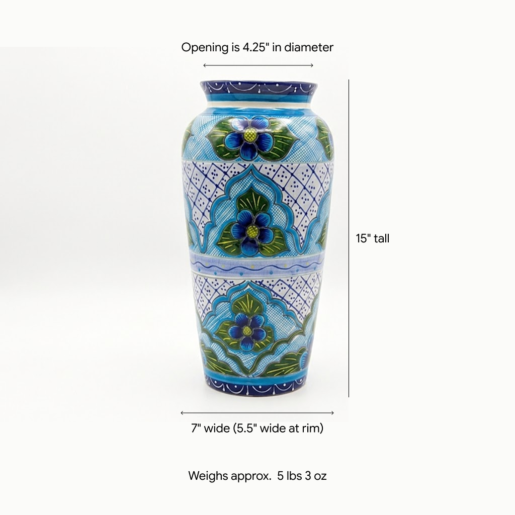 Ceramic Talavera Vase is Exquisite Handmade Mexican Pottery | Decorative Floral Vase is Gorgeous Home Decor & Centerpiece