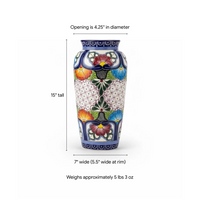 Ceramic Talavera Vase is Exquisite Handmade Mexican Pottery | Decorative Flower Vase is Gorgeous Centerpiece for Home Decor or Yard Decor