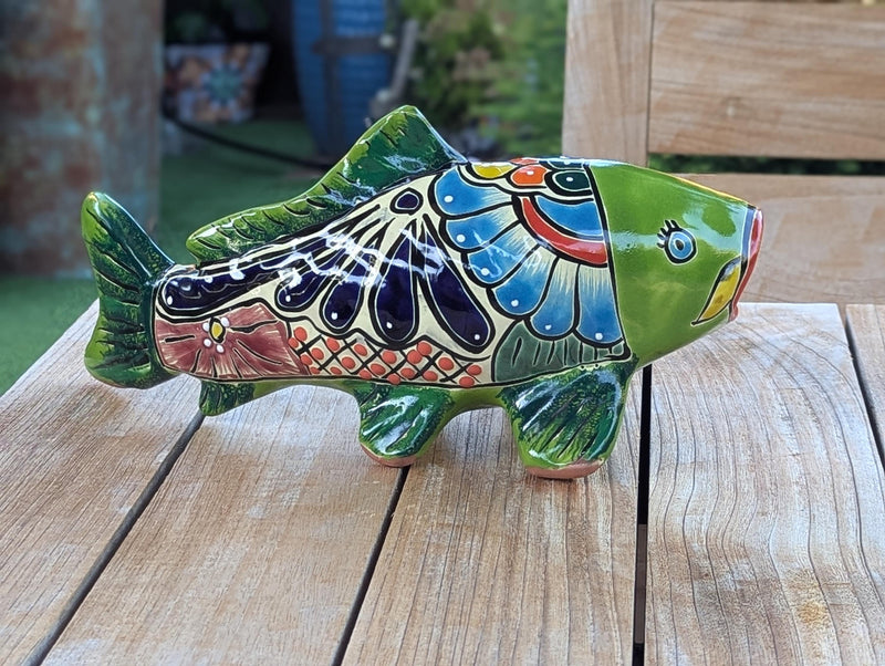 Ceramic Fish Garden Sculpture | Handmade Talavera Animal  | Mexican Pottery Gift