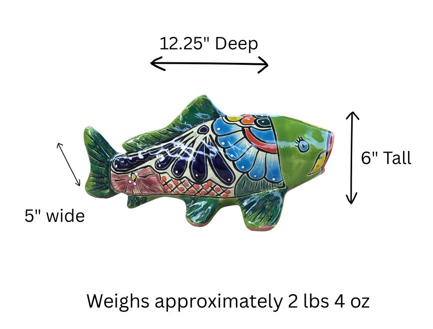 Ceramic Fish Garden Sculpture | Handmade Talavera Animal  | Mexican Pottery Gift
