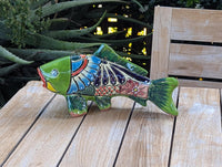 Ceramic Fish Garden Sculpture | Handmade Talavera Animal  | Mexican Pottery Gift